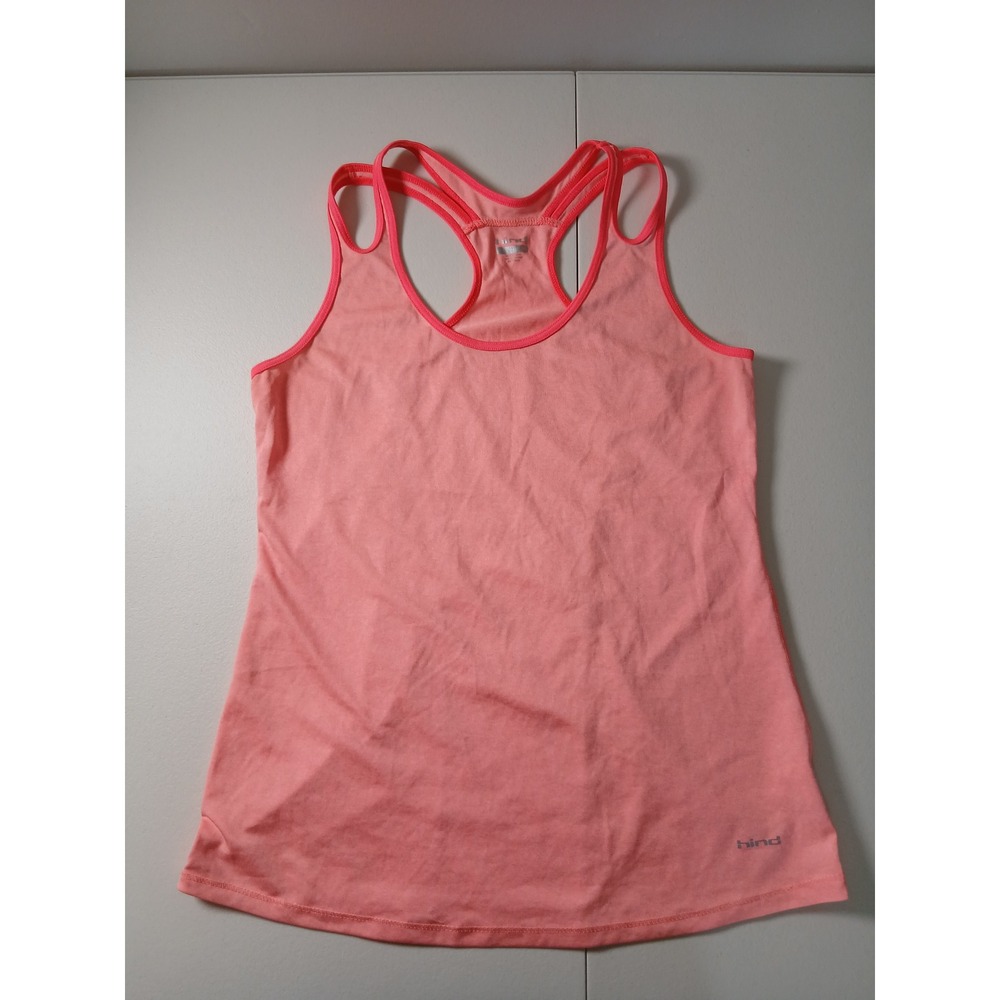 Hind Womens Coral Pink Heathered Multi-Strap Racerback Activewear Tank Top M